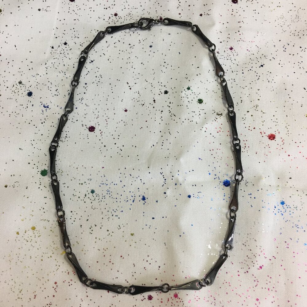 Men's Black Metal Chain Link Necklace